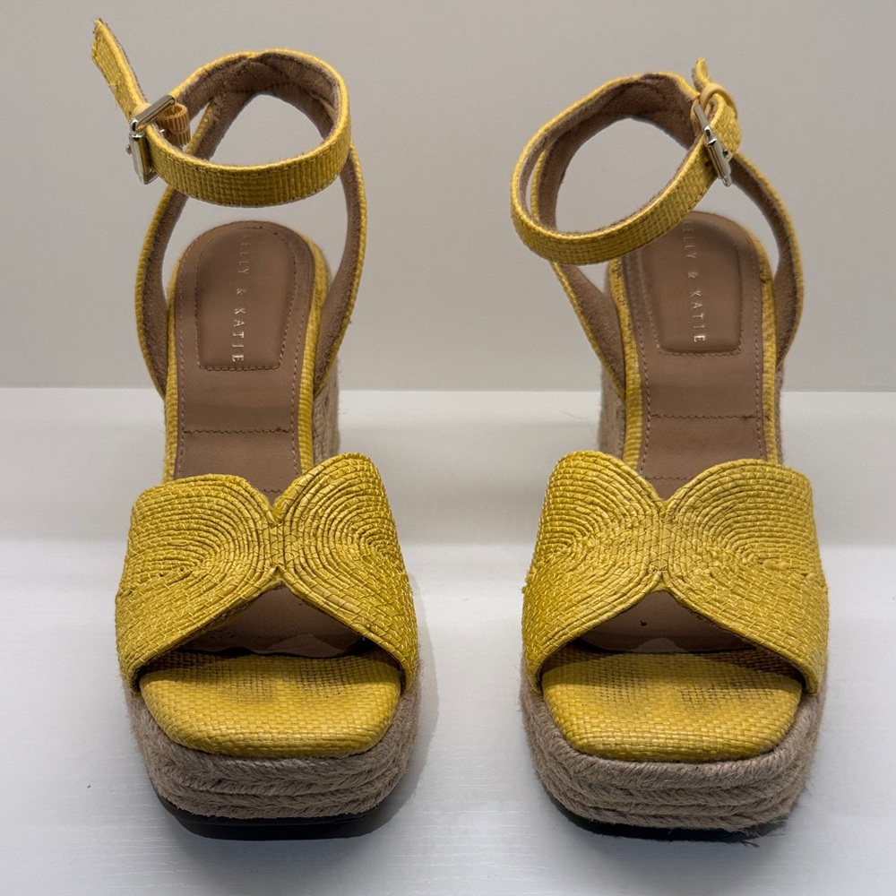 Kelly & Katie Mustard Wedge Sandals - Picture 2 of 5